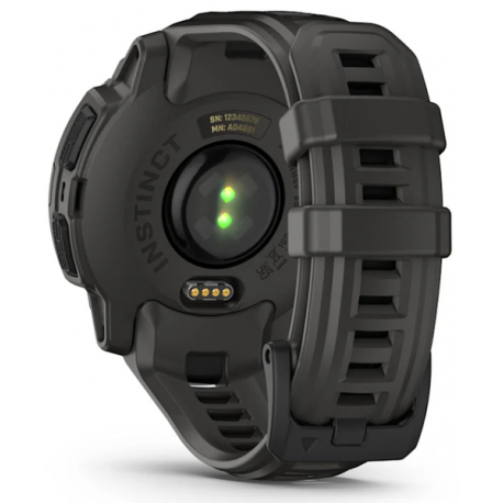 Garmin Instinct E - 45 mm - black fibre-reinforced polymer - Yes smart watch with band - silicone - charcoal - monochrome - 128 MB - Bluetooth, ANT+ - 48 g - 12