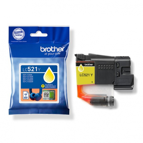 Brother LC521Y - Yellow - original - pillow pack - ink cartridge - for Brother DCP-J1260W, DCP-J1310DW - 1