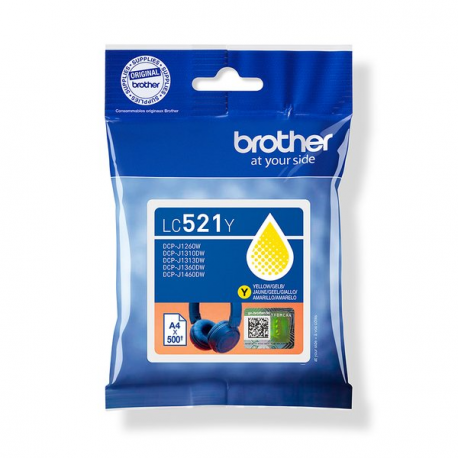 Brother LC521Y - Yellow - original - pillow pack - ink cartridge - for Brother DCP-J1260W, DCP-J1310DW - 2