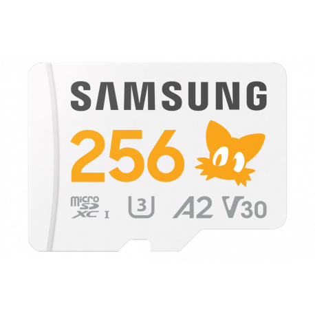 Samsung PRO Plus MB-MD256SA - Sonic the Hedgehog flash memory card (microSDXC to SD adapter included) - 256 GB - A2 / Video Class V30 / UHS-I U3 - microSDXC UHS-I - white - 0