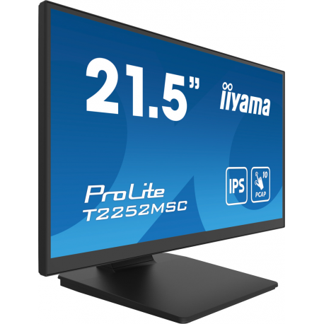 iiyama ProLite T2252MSC-B2AG - LED monitor - 22" (21.5" viewable) - touchscreen - 1920 x 1080 Full HD (1080p) @ 60 Hz - IPS - 250 cd/m² - 1000:1 - 5 ms - HDMI, DisplayPort - speakers - black, matte finish - 1