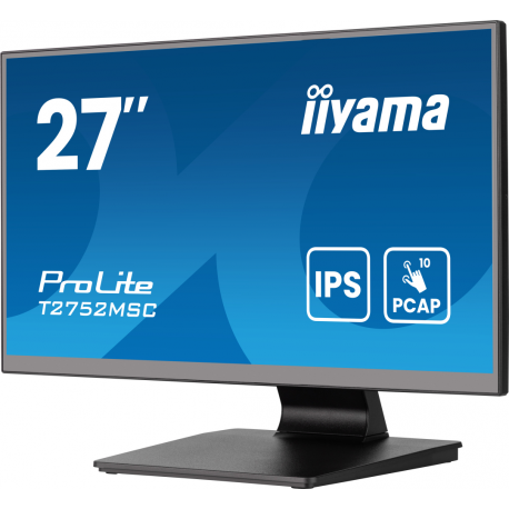 iiyama ProLite T2752MSC-B1AG - LED monitor - 27" - touchscreen - 1920 x 1080 Full HD (1080p) @ 60 Hz - IPS - 400 cd/m² - 1000:1 - 5 ms - HDMI, DisplayPort - speakers - black, matte - 4
