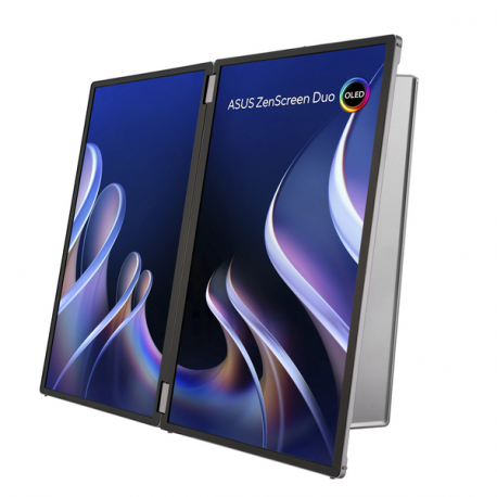 ASUS ZenScreen Duo OLED MQ149CD - Dual OLED monitor - 14" - portable - touchscreen - 1920 x 1200 Full HD (1080p) @ 60 Hz - 500 cd/m² - 100000:1 - DisplayHDR 400 True Black - 1 ms - Mini HDMI, 2xUSB-C - grey - 3