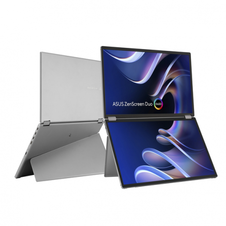 ASUS ZenScreen Duo OLED MQ149CD - Dual OLED monitor - 14" - portable - touchscreen - 1920 x 1200 Full HD (1080p) @ 60 Hz - 500 cd/m² - 100000:1 - DisplayHDR 400 True Black - 1 ms - Mini HDMI, 2xUSB-C - grey - 6
