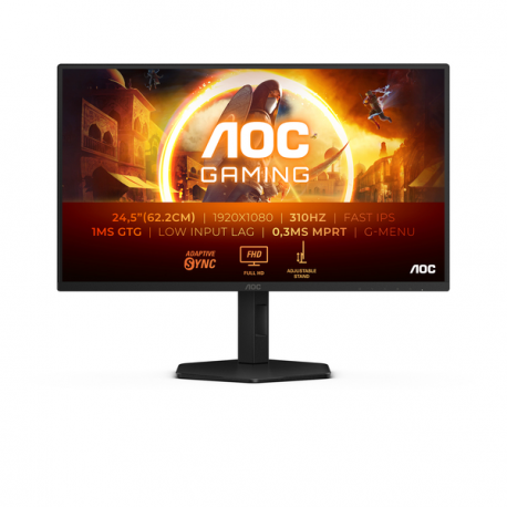 AOC Gaming 25G4SXU - LED monitor - gaming - 25" (24.5" viewable) - 1920 x 1080 Full HD (1080p) @ 310 Hz - Fast IPS - 400 cd / m² - 1000:1 - DisplayHDR 400 - 0.3 ms - 2xHDMI, DisplayPort - grey, black - 0