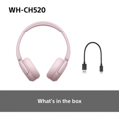 Sony WH-CH520 - Headphones with mic - on-ear - Bluetooth - wireless - pink - 6