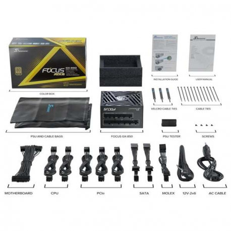 Seasonic FOCUS GX ATX 3 (2024) 850 - Power supply (internal) - ATX12V 3.1 / EPS12V - 80 PLUS Gold - AC 100-240 V - 850 Watt - 1