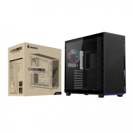 AORUS C400 GLASS - Mid tower - ATX - windowed side panel (tempered glass) - no power supply (ATX) - black - USB/Audio - 2