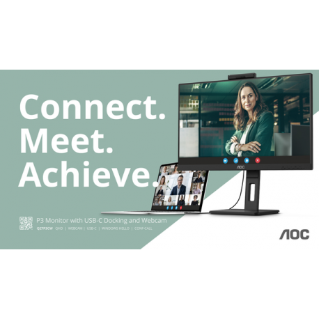AOC Pro-line Q27P3CW - LED monitor - 27" - 2560 x 1440 QHD @ 75 Hz - IPS - 350 cd / m² - 1000:1 - 4 ms - 2xHDMI, DisplayPort, USB-C - speakers - black - 3