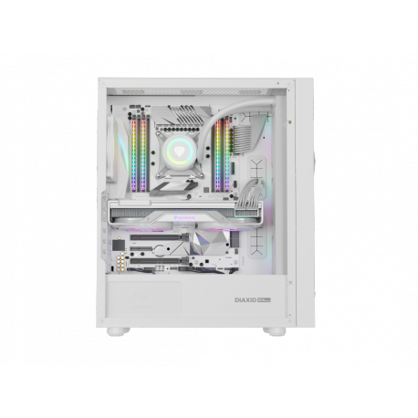Genesis Diaxid 605 ARGB - Mid tower - ATX - windowed side panel (tempered glass) - no power supply (ATX) - white - USB/Audio - 15