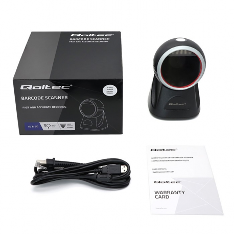 Qoltec - Barcode scanner - desktop - 2000 scan  /  sec - decoded - USB - 0