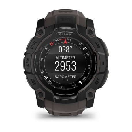 Garmin Instinct 3 AMOLED - 50 mm - black fibre-reinforced polymer - Yes smart watch with band - silicone - charcoal - display 1.3" - 4 GB - Bluetooth, ANT+ - 59 g - 11