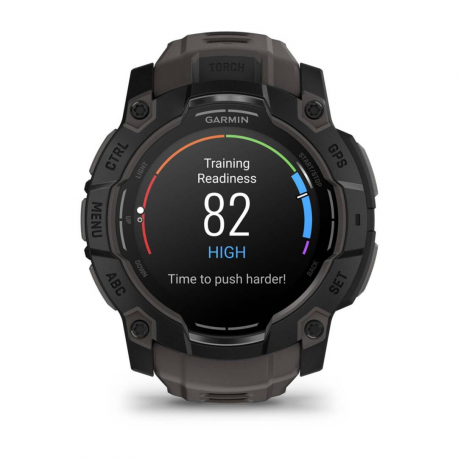 Garmin Instinct 3 AMOLED - 50 mm - black fibre-reinforced polymer - Yes smart watch with band - silicone - charcoal - display 1.3" - 4 GB - Bluetooth, ANT+ - 59 g - 16