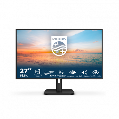 Philips 27E1N1200A - 1000 Series - LED monitor - 27" - 1920 x 1080 Full HD (1080p) @ 100 Hz - IPS - 250 cd/m² - 1300:1 - 1 ms - HDMI, VGA, DisplayPort - speakers - black - 0