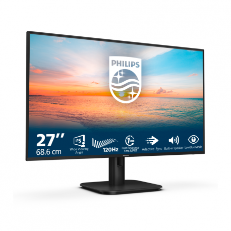 Philips 27E1N1200A - 1000 Series - LED monitor - 27" - 1920 x 1080 Full HD (1080p) @ 100 Hz - IPS - 250 cd/m² - 1300:1 - 1 ms - HDMI, VGA, DisplayPort - speakers - black - 1