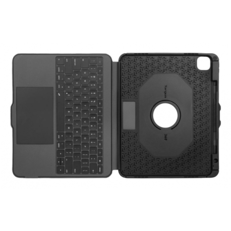 Targus Versavu - Keyboard and folio case - with trackpad - backlit - wireless - Bluetooth 5.0 - QWERTY - Nordic - black - 7