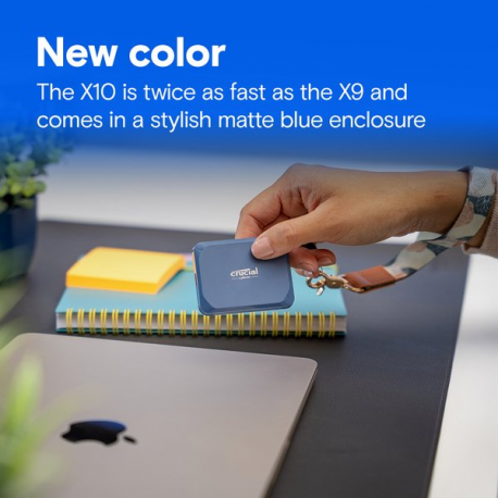 Crucial X10 - SSD - encrypted - 1 TB - external (portable) - USB 3.2 Gen 2x2 (USB-C connector) - 256-bit AES - matte blue - 4