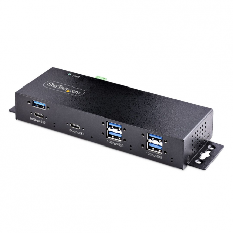 StarTech.com 7-Port Industrial USB Hub 10Gbps Hub, Metal, Mountable, TAA - Hub - industrial - 7 x USB 3.2 Gen 2 - desktop, DIN rail mountable, rack-mountable - TAA Compliant - 0