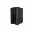 Lanberg FF01 series - Rack cabinet - 600 x 800, flat pack, with glass door, LCD - with LCD screen, thermostat, 4 cooling fans - free-standing - black, RAL 9004 - 22U - 19"