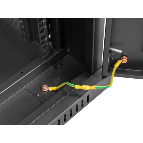 Lanberg FF01 series - Rack cabinet - 800 x 1000, flat pack, with glass door, LCD - with LCD screen, thermostat, 6 cooling fans - free-standing - black, RAL 9004 - 27U - 19" - 5