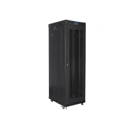 Lanberg - Rack cabinet - flat pack, LCD, with mesh door, 600x1000 - with 6 cooling fans - free-standing - black, RAL 9004 - 42U - 19" - 2