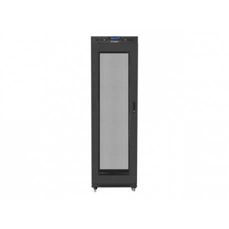 Lanberg - Rack cabinet - flat pack, LCD, with mesh door, 600x1000 - with 6 cooling fans - free-standing - black, RAL 9004 - 42U - 19" - 4