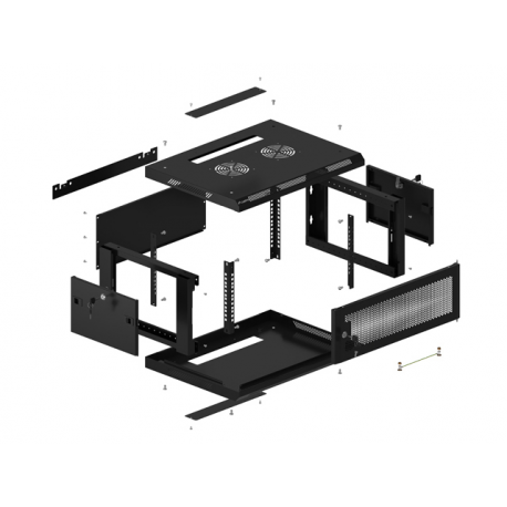 Lanberg - Rack cabinet - wall mountable - black, RAL 9004 - 4U - 19" - 9