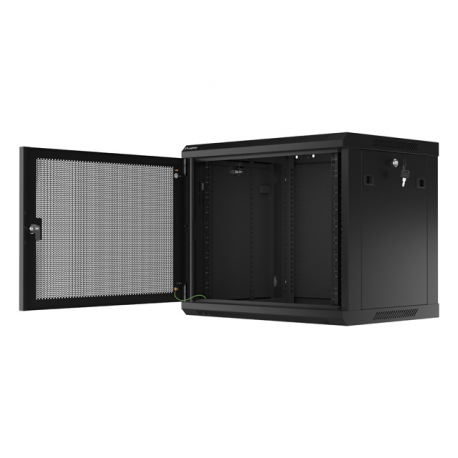 Lanberg WF01 Series - Rack cabinet - 600 x 450, with perforated door, flat pack - wall mountable - black, RAL 9004 - 9U - 19" - 4