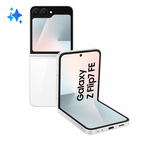 Samsung Galaxy Z Flip7 FE - 5G smartphone - dual-SIM - RAM 8 GB / Internal Memory 128 GB - OLED display - 6.7" - 2640 x 1080 pixels (120 Hz) - 2x rear cameras 50 MP, 12 MP - front camera 10 MP - white - 0