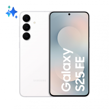 Samsung Galaxy S25 FE - 5G smartphone - dual-SIM - RAM 8 GB / Internal Memory 128 GB - OLED display - 6.7" - 2340 x 1080 pixels (120 Hz) - 3x rear cameras 50 MP, 12 MP, 8 MP - front camera 12 MP - white - 0