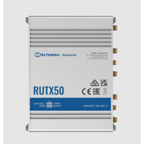 Teltonika RUTX50 - Wireless router - WWAN 4-port switch - 1GbE, DNP3 - Wi-Fi 5 - 2.4 GHz - 3G, 4G, 5G - DIN rail mountable, surface-mountable - 0