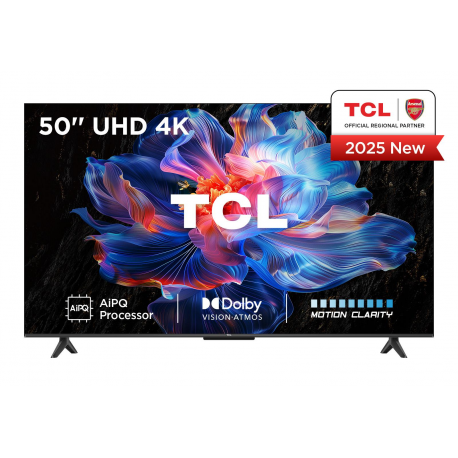 TCL 50V6C - 50" Diagonal Class (49.5" viewable) - V6C Series LED-backlit LCD TV - Smart TV - Google TV - 4K UHD (2160p) 3840 x 2160 - HDR - brushed metal - 0