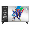 TCL 43V5C - 43" Diagonal Class (42.5" viewable) - V5C Series LED-backlit LCD TV - QLED - Smart TV - Android TV - 1080p 1920 x 1080 - HDR - brushed metal