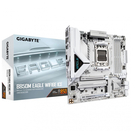 Gigabyte B850M EAGLE WIFI6E ICE - Motherboard - micro ATX - Socket AM5 - AMD B850 Chipset - USB-C 3.2 Gen2, USB 3.2 Gen 2, USB 3.2 Gen 1 - 2.5 Gigabit LAN, Wi-Fi 6E, Bluetooth - onboard graphics (CPU required) - HD Audio (8-channel) - 0