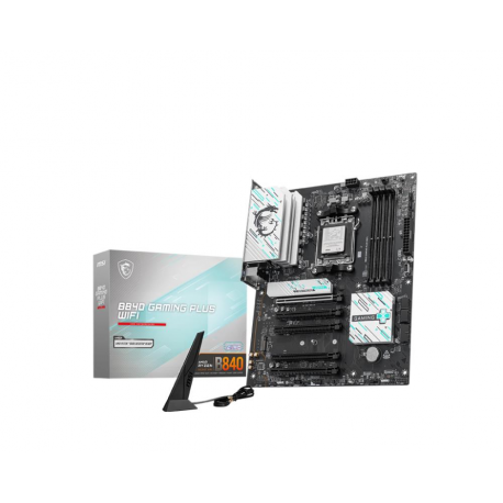MSI B840 GAMING PLUS WIFI - Motherboard - ATX - Socket AM5 - AMD B840 Chipset - USB 3.2 Gen 2, USB-C 3.2 Gen2, USB 3.2 Gen 1 - 2.5 Gigabit LAN, Wi-Fi 7 - onboard graphics (CPU required) - HD Audio (8-channel) - 0