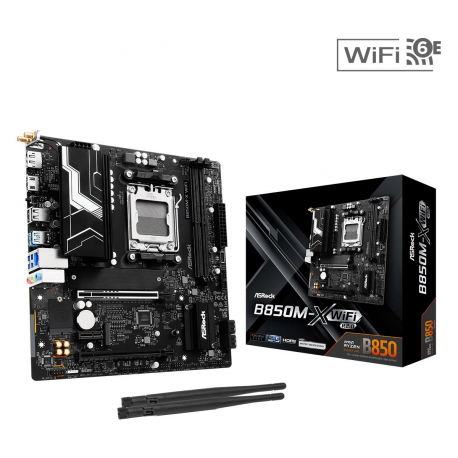 ASRock B850M-X WIFI R2.0 - Motherboard - micro ATX - Socket AM5 - AMD B850 Chipset - USB-C 3.2 Gen 1, USB 3.2 Gen 1 - 2.5 Gigabit LAN, Wi-Fi 6E, Bluetooth - onboard graphics (CPU required) - HD Audio (8-channel) - 0