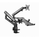Gembird MA-DA3-02 - Mounting kit (desk mount) - adjustable arm - for monitor / notebook - plastic, aluminium, steel - screen size: up to 32" (monitor) / up to 15.6" (notebook)