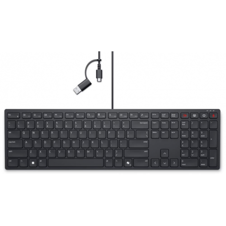 Dell Wired Collaboration Keyboard KB525C - Keyboard - USB, USB-C - QWERTY - US International - black - with 3 years Advanced Exchange Service - 0