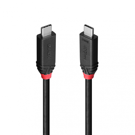 Lindy Black Line - USB cable - 24 pin USB-C (M) to 24 pin USB-C (M) - USB 2.0  /  USB 3.2  /  USB4 Gen 3x2  /  Thunderbolt 3 - 5 A - 50 cm - round, 4K60Hz (3840 x 2160) support, 8K60Hz (7680 x 4320) support, USB Power Delivery (240W) - black - 0