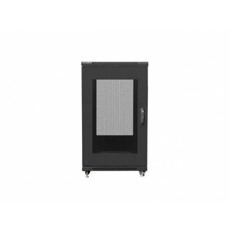 Lanberg FF01 series - Rack cabinet - 600 x 800, flat pack, with mesh door - with 4 cooling fans - free-standing, floor-standing - black, RAL 9004 - 22U - 19" - 1