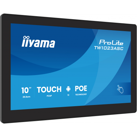 iiyama ProLite TW1023ASC-B3P - Android PC - touch panel PC 1 RK3568  /  up to 2 GHz - RAM 4 GB - SSD - eMMC 32 GB - Mali-G52 - Bluetooth 5.2, Gigabit Ethernet - Android 13 - monitor: LED 10.1" 1280 x 800 (WXGA) touchscreen - black, matte - 0