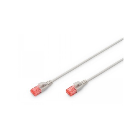 Digitus CAT 6 U-UTP Slim patch cord Patch cord, Modular RJ45 (8/8) plug, 2 m, Grey - 0