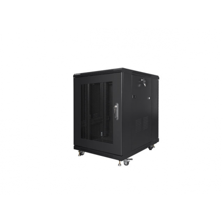 Lanberg V2 - Rack cabinet - flat pack, with mesh door, 600x800 - free-standing - black, RAL 9004 - 15U - 19" - 5