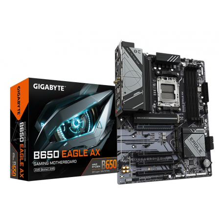 Gigabyte B650 EAGLE AX - Motherboard - ATX - Socket AM5 - AMD B650 Chipset - USB-C 3.2 Gen 1, USB 3.2 Gen 2, USB 3.2 Gen 1 - Gigabit LAN - onboard graphics (CPU required) - HD Audio (8-channel) - 0