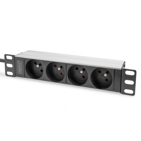 DIGITUS - Power distribution unit (rack-mountable) - AC 230 V - 4000 Watt - input: CEE 7 / 7 - output connectors: 4 (CEE 7 / 5) - 1U - 10" - 2 m cord - France - 0