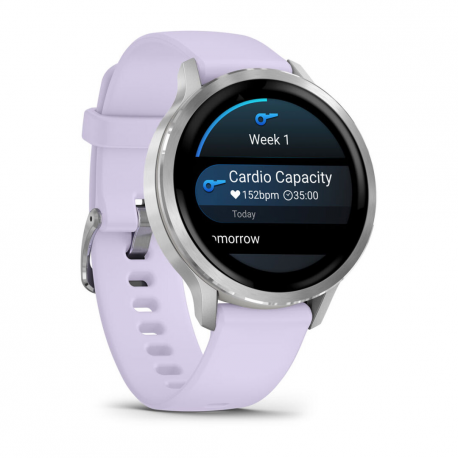 Garmin Venu 4 - 41 mm - silver - smart watch with band - silicone - periwinkle - wrist size: 110-175 mm - display 1.2" - 8 GB - Bluetooth, ANT+, Wi-Fi - 33 g - 2
