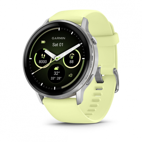 Garmin Venu 4 - 45 mm - silver - smart watch with band - silicone - citron - wrist size: 135-200 mm - display 1.4" - 8 GB - Bluetooth, ANT+, Wi-Fi - 38 g - 0