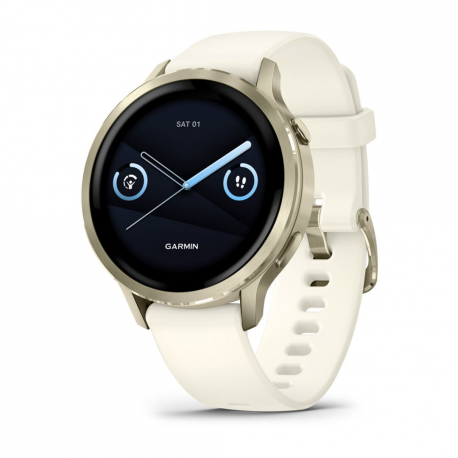 Garmin Venu 4 - 41 mm - lunar gold - smart watch with band - silicone - bone - wrist size: 110-175 mm - display 1.2" - 8 GB - Bluetooth, ANT+, Wi-Fi - 33 g - 0