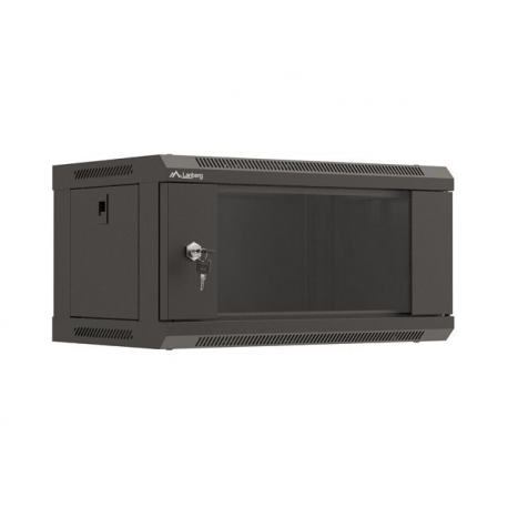 LANBERG rack cabinet 19inch 4u/540x350 wall-mount flat pack with glass door black - 0