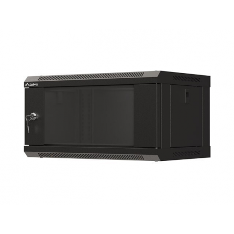 LANBERG rack cabinet 19inch 4u/540x350 wall-mount flat pack with glass door black - 1